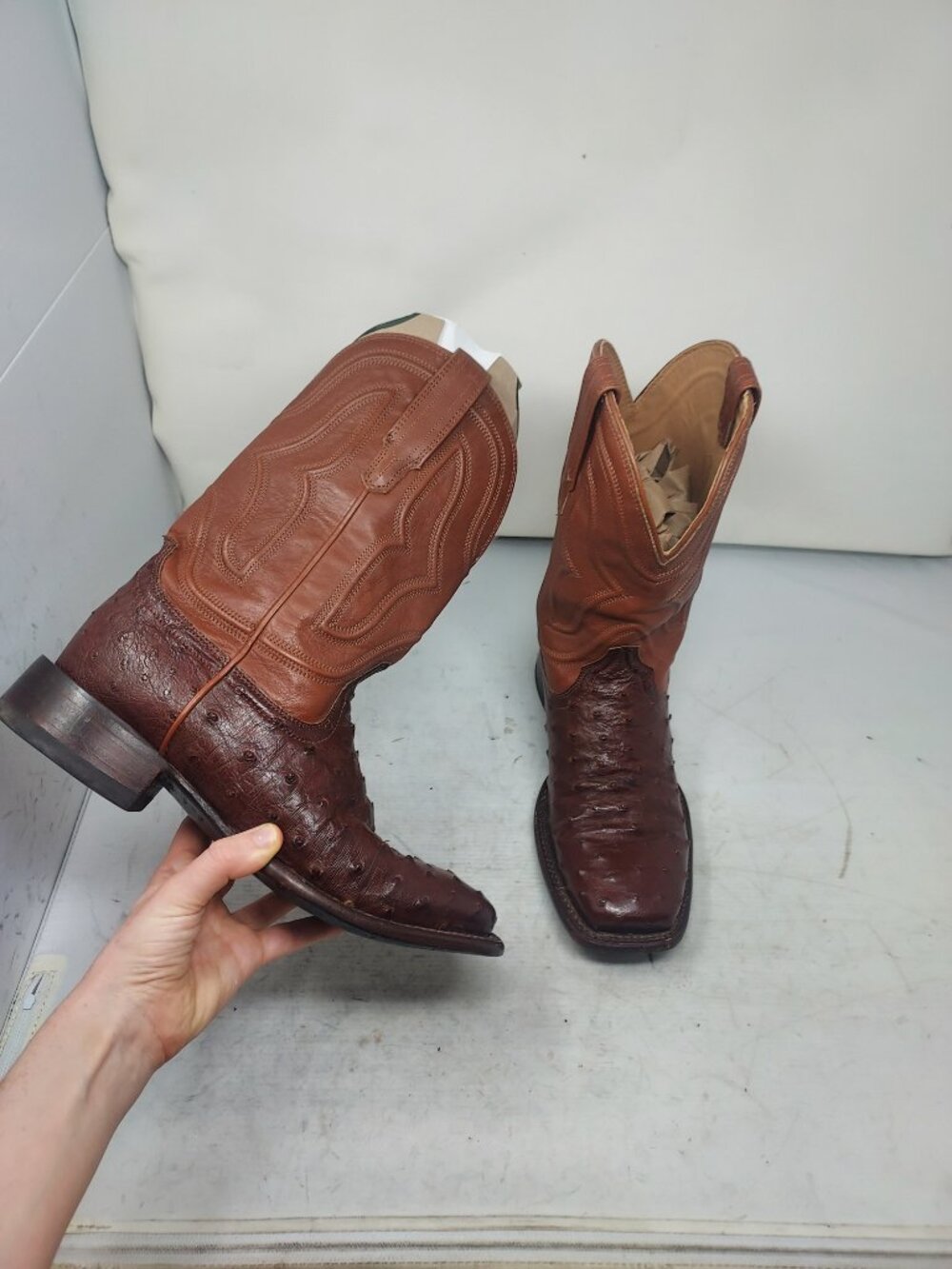 TECOVAS MENS THE EMMITT Brown Ostrich Roper Square Boot